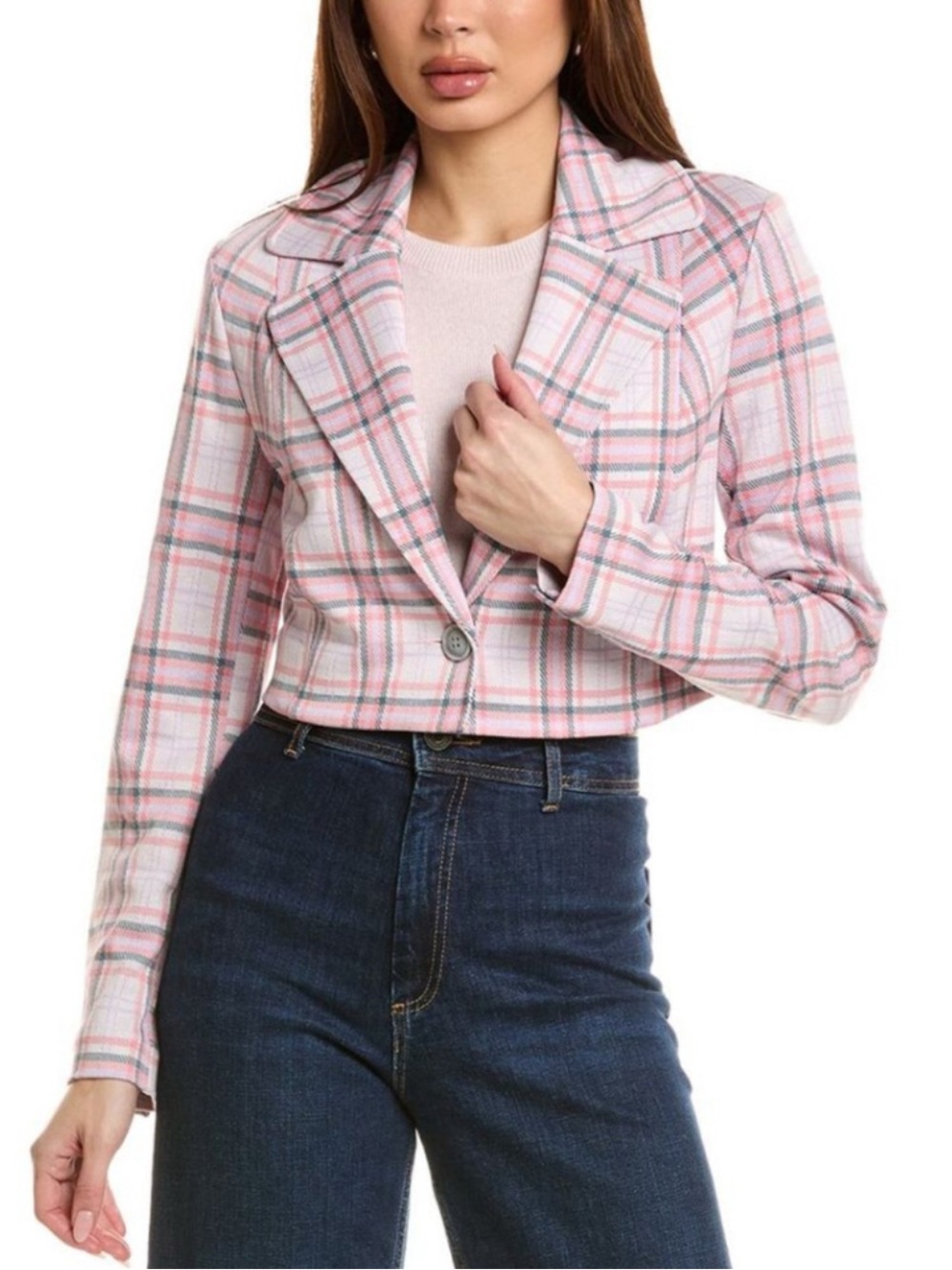 Cabi 6257 Playdate Plaid Cropped Jacket Size XL